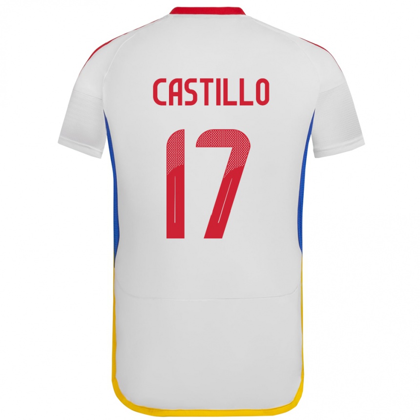 Gyermek Labdarúgás Venezuela Edson Castillo #17 Fehér Idegenbeli Jersey 24-26 Mez Póló Ing