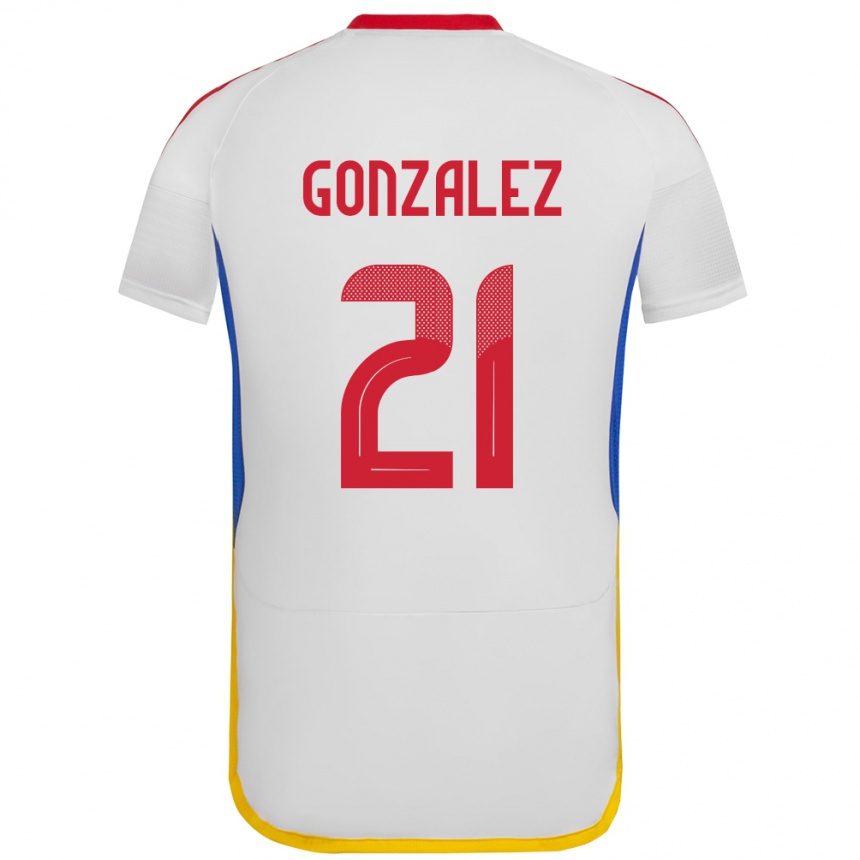 Gyermek Labdarúgás Venezuela Alexander González #21 Fehér Idegenbeli Jersey 24-26 Mez Póló Ing