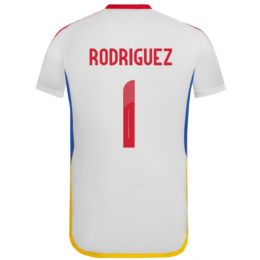 Gyermek Labdarúgás Venezuela Samuel Rodriguez #1 Fehér Idegenbeli Jersey 24-26 Mez Póló Ing