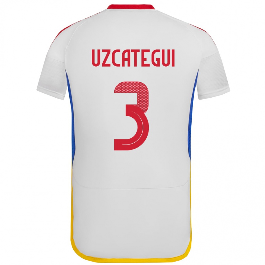 Gyermek Labdarúgás Venezuela Rafael Uzcátegui #3 Fehér Idegenbeli Jersey 24-26 Mez Póló Ing