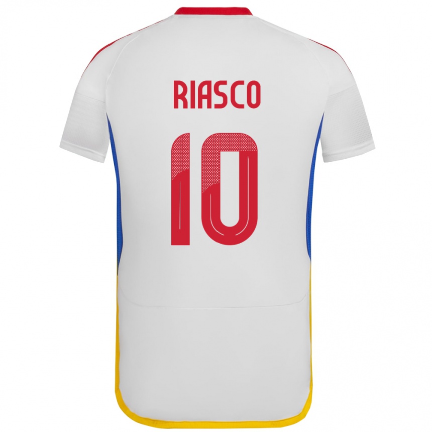 Gyermek Labdarúgás Venezuela José Riasco #10 Fehér Idegenbeli Jersey 24-26 Mez Póló Ing