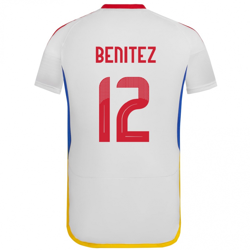 Gyermek Labdarúgás Venezuela Frankarlos Benítez #12 Fehér Idegenbeli Jersey 24-26 Mez Póló Ing