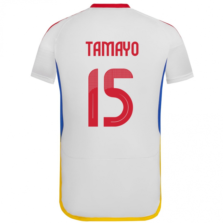 Gyermek Labdarúgás Venezuela Bianneider Tamayo #15 Fehér Idegenbeli Jersey 24-26 Mez Póló Ing