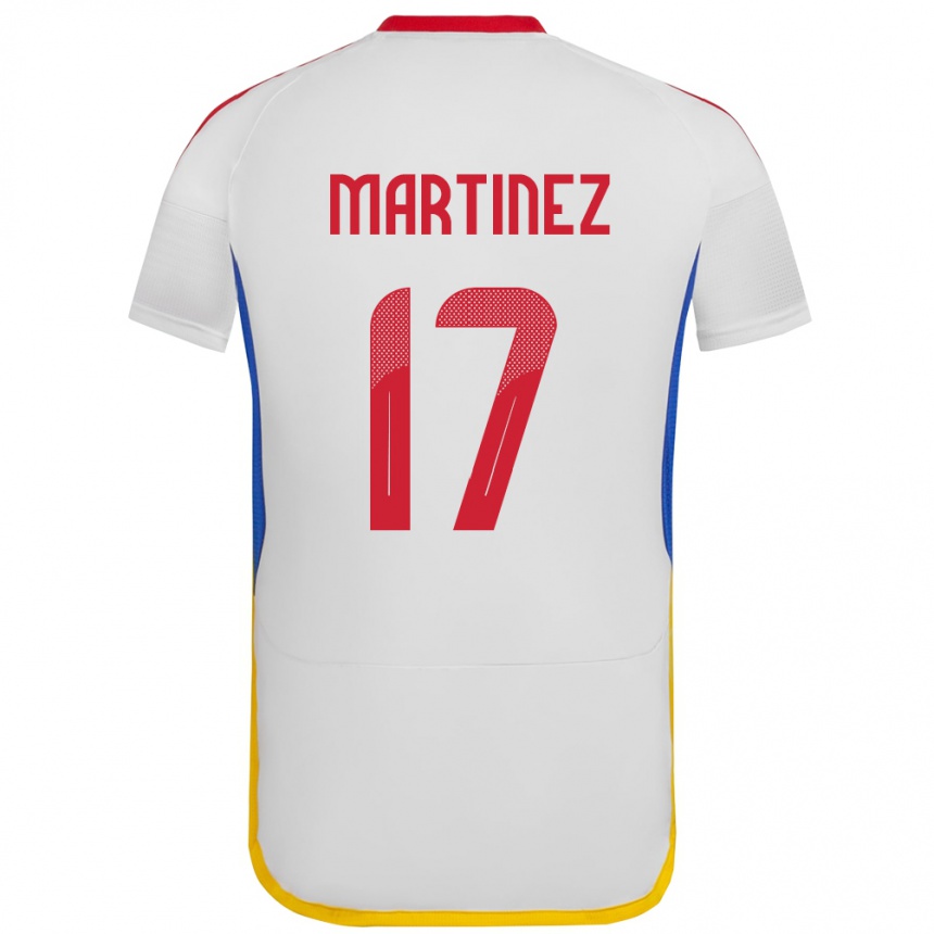 Gyermek Labdarúgás Venezuela David Martínez #17 Fehér Idegenbeli Jersey 24-26 Mez Póló Ing