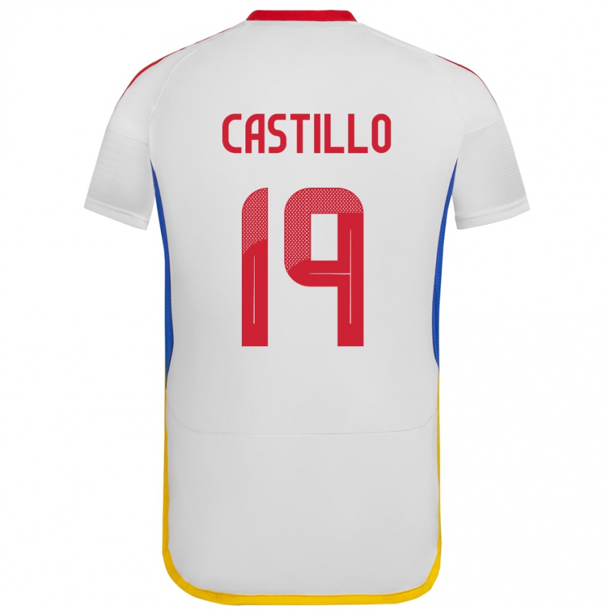 Gyermek Labdarúgás Venezuela Bryan Castillo #19 Fehér Idegenbeli Jersey 24-26 Mez Póló Ing