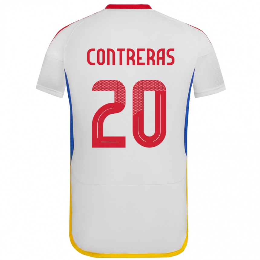 Gyermek Labdarúgás Venezuela Anderson Contreras #20 Fehér Idegenbeli Jersey 24-26 Mez Póló Ing