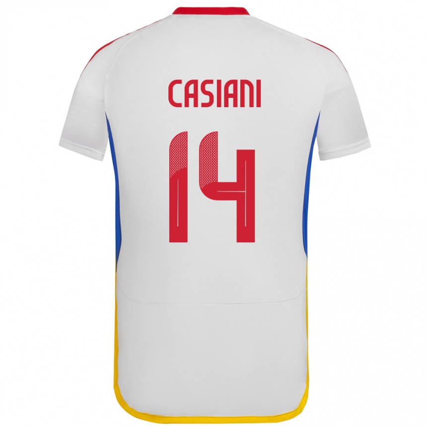 Gyermek Labdarúgás Venezuela Luis Casiani #14 Fehér Idegenbeli Jersey 24-26 Mez Póló Ing