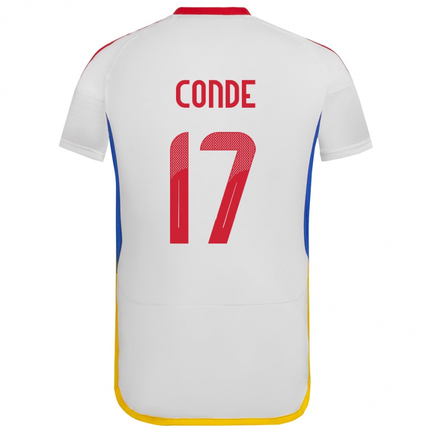 Gyermek Labdarúgás Venezuela Óscar Conde #17 Fehér Idegenbeli Jersey 24-26 Mez Póló Ing