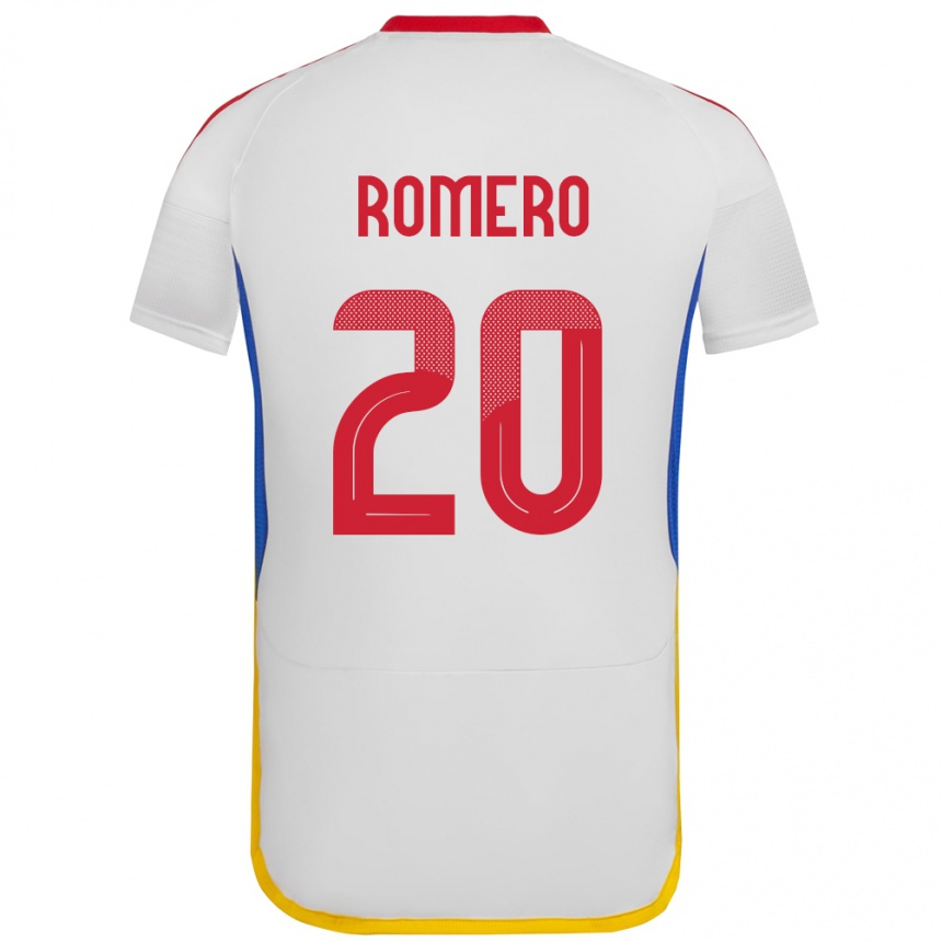 Gyermek Labdarúgás Venezuela Andrés Romero #20 Fehér Idegenbeli Jersey 24-26 Mez Póló Ing