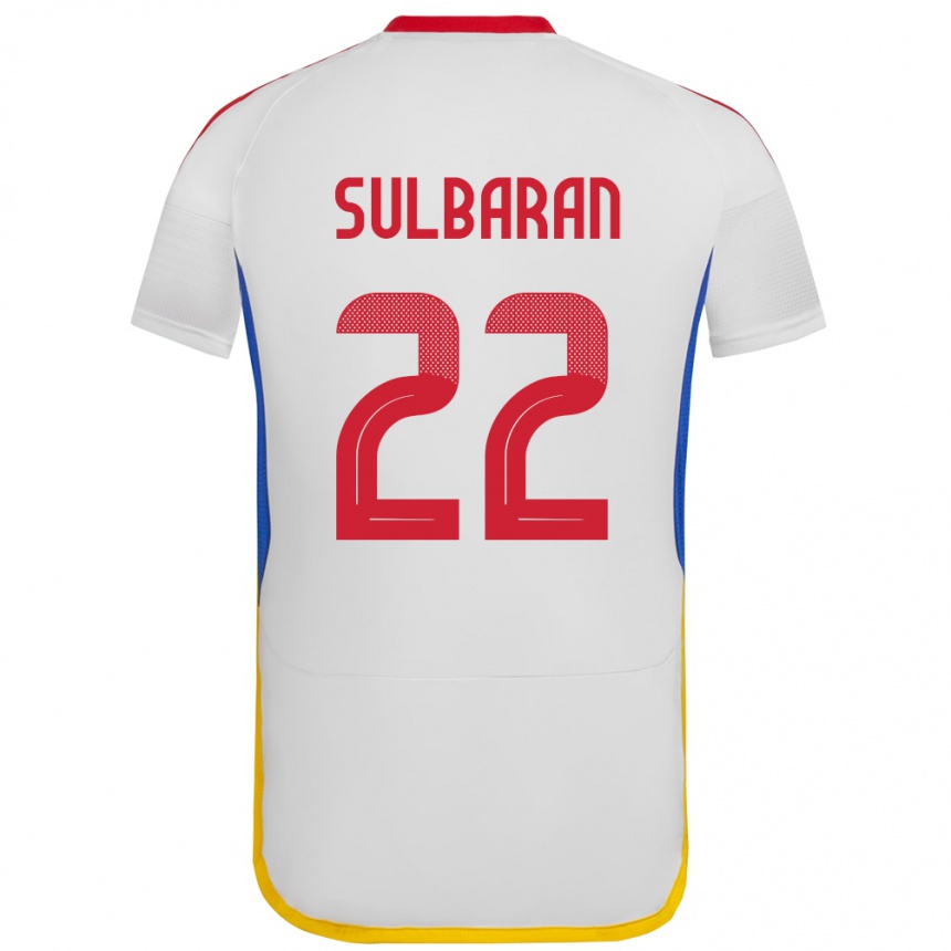 Gyermek Labdarúgás Venezuela Manuel Sulbarán #22 Fehér Idegenbeli Jersey 24-26 Mez Póló Ing