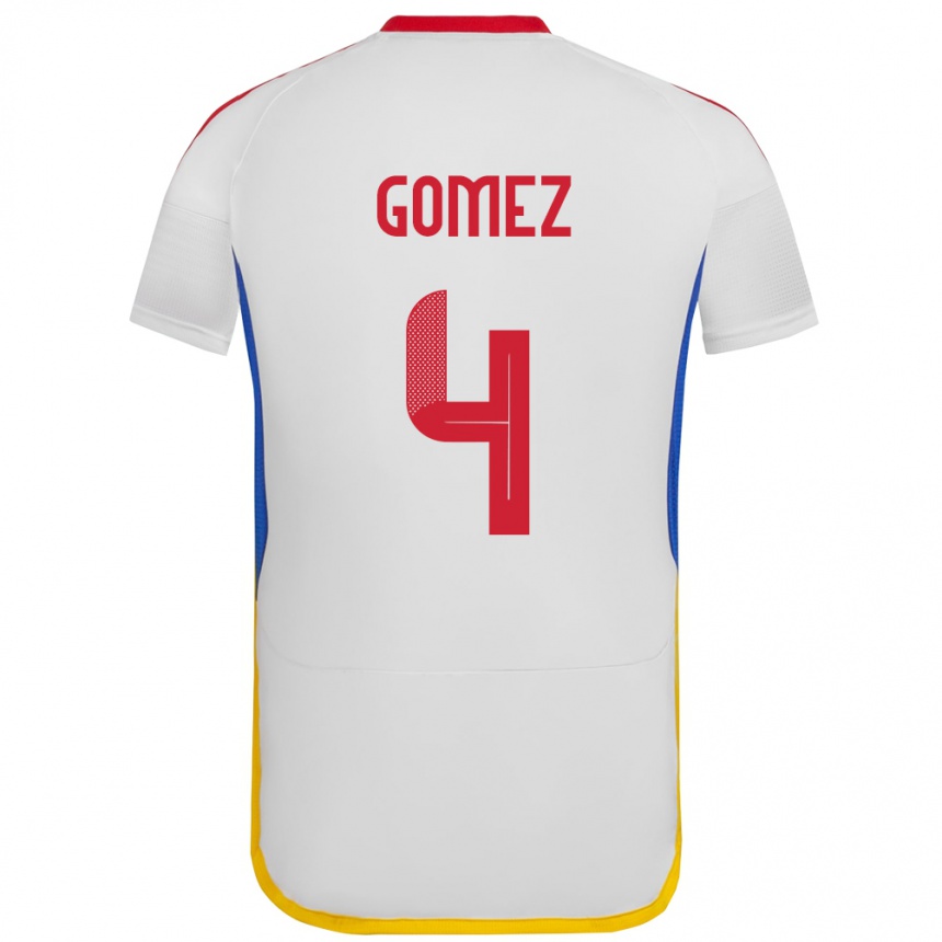 Gyermek Labdarúgás Venezuela Santiago Gómez #4 Fehér Idegenbeli Jersey 24-26 Mez Póló Ing