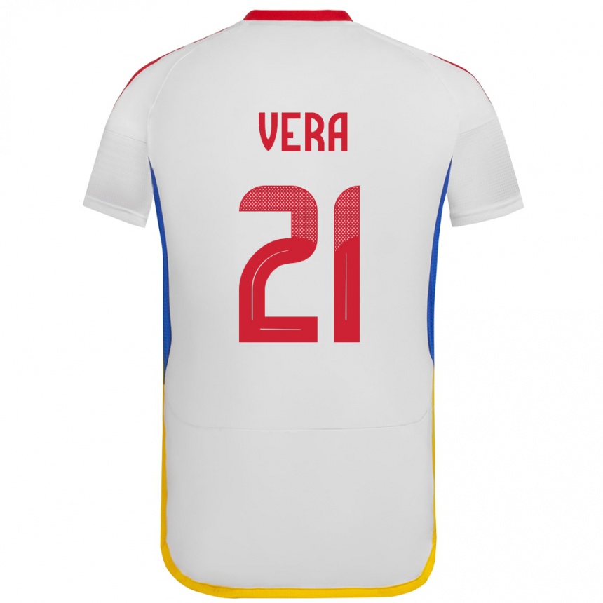 Gyermek Labdarúgás Venezuela Andry Vera #21 Fehér Idegenbeli Jersey 24-26 Mez Póló Ing