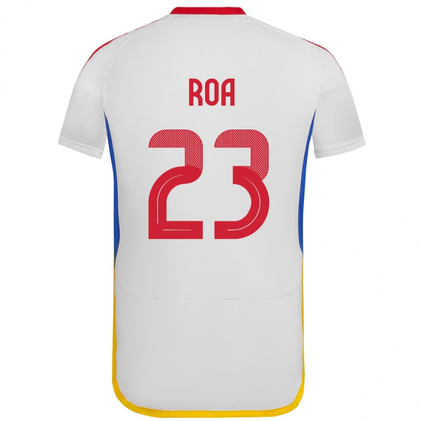 Gyermek Labdarúgás Venezuela Keiber Roa #23 Fehér Idegenbeli Jersey 24-26 Mez Póló Ing