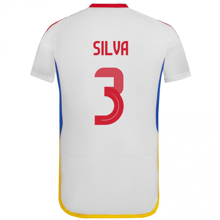 Gyermek Labdarúgás Venezuela Santiago Silva #3 Fehér Idegenbeli Jersey 24-26 Mez Póló Ing