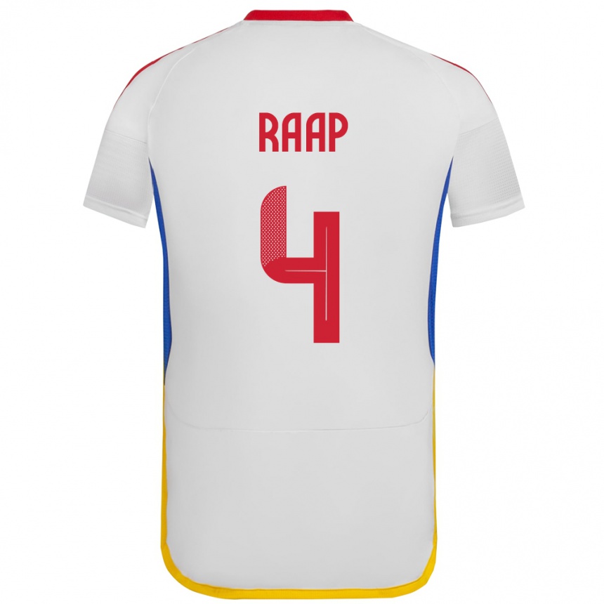 Gyermek Labdarúgás Venezuela Yiandro Raap #4 Fehér Idegenbeli Jersey 24-26 Mez Póló Ing