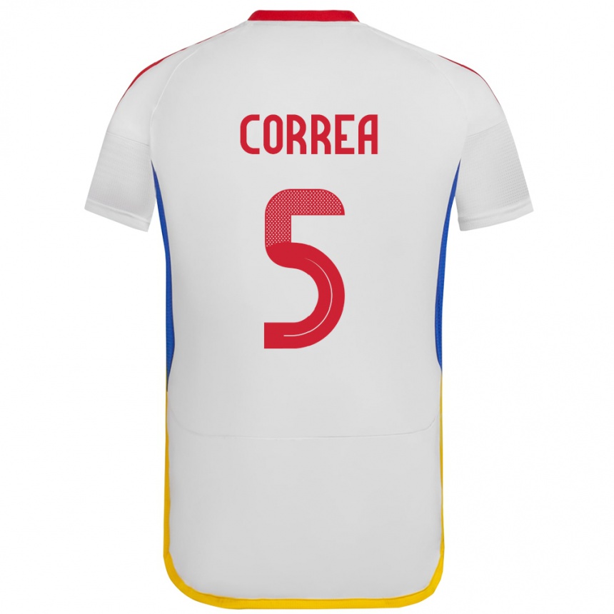 Gyermek Labdarúgás Venezuela José Correa #5 Fehér Idegenbeli Jersey 24-26 Mez Póló Ing