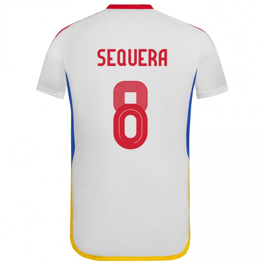 Gyermek Labdarúgás Venezuela Giovanny Sequera #8 Fehér Idegenbeli Jersey 24-26 Mez Póló Ing