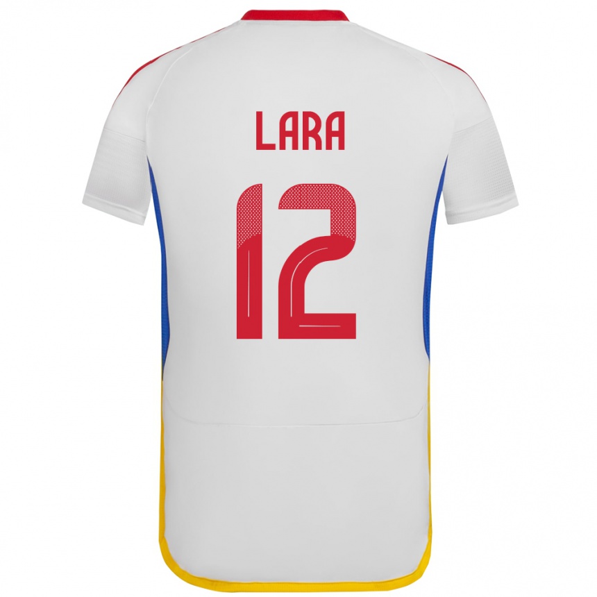 Gyermek Labdarúgás Venezuela Jesús Lara #12 Fehér Idegenbeli Jersey 24-26 Mez Póló Ing