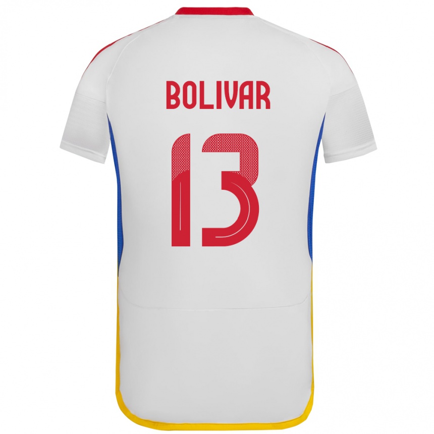 Gyermek Labdarúgás Venezuela Salvador Bolívar #13 Fehér Idegenbeli Jersey 24-26 Mez Póló Ing