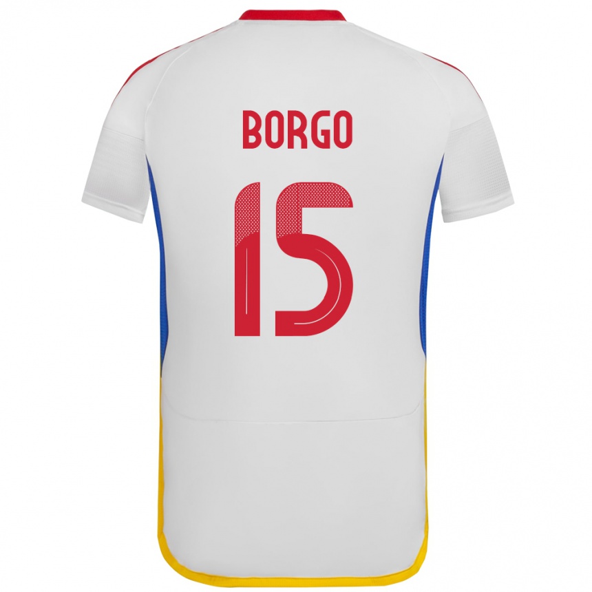 Gyermek Labdarúgás Venezuela Ángel Borgo #15 Fehér Idegenbeli Jersey 24-26 Mez Póló Ing