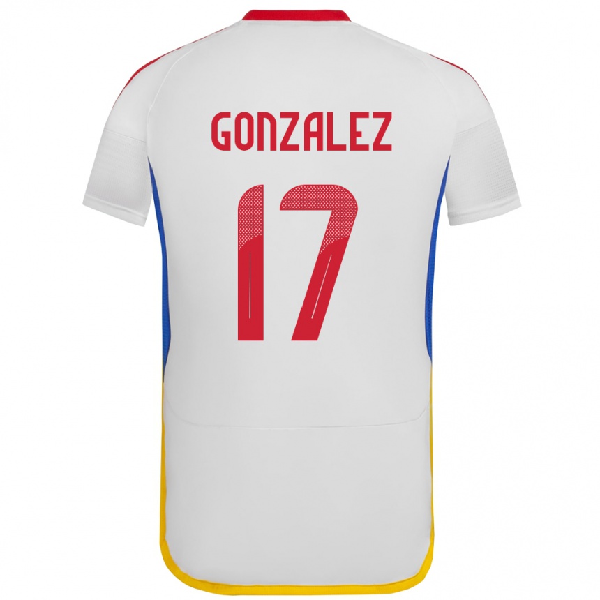 Gyermek Labdarúgás Venezuela Mayken González #17 Fehér Idegenbeli Jersey 24-26 Mez Póló Ing