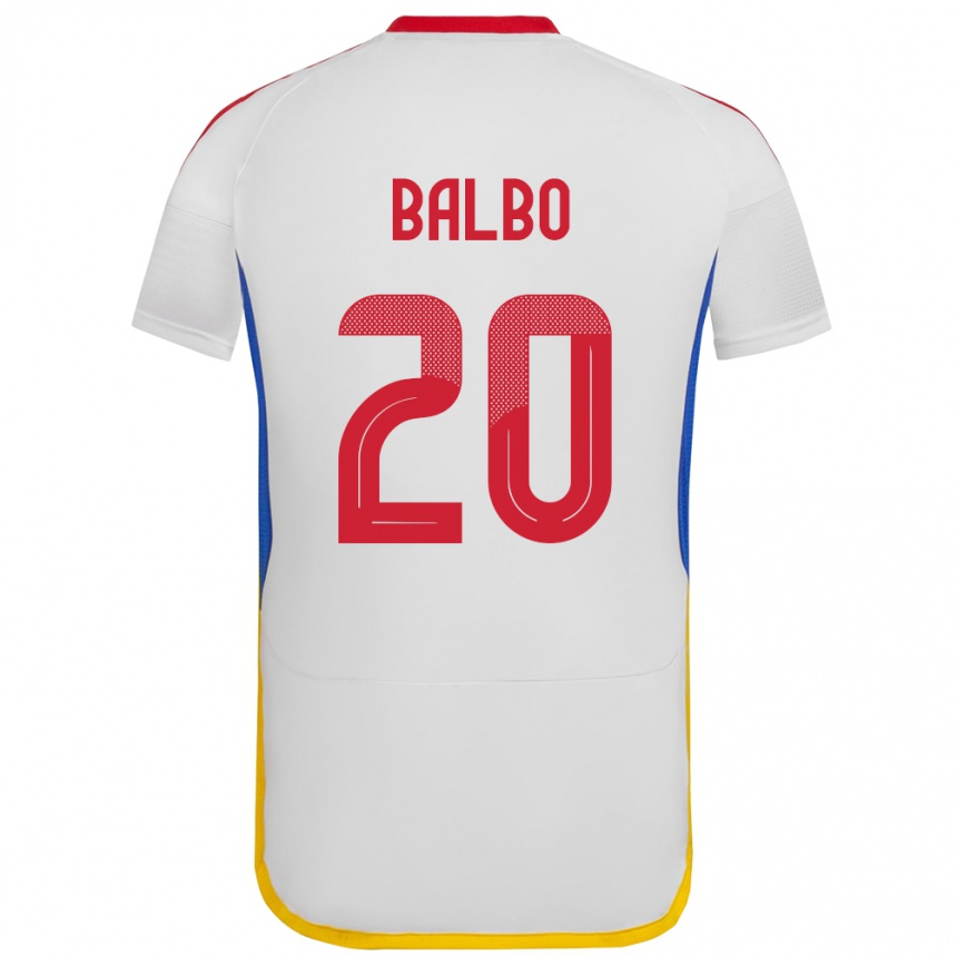 Gyermek Labdarúgás Venezuela Luis Balbo #20 Fehér Idegenbeli Jersey 24-26 Mez Póló Ing