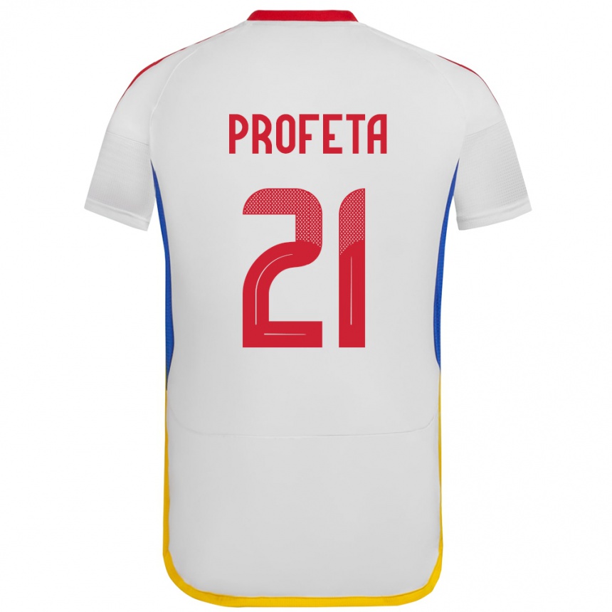 Gyermek Labdarúgás Venezuela Nicola Profeta #21 Fehér Idegenbeli Jersey 24-26 Mez Póló Ing