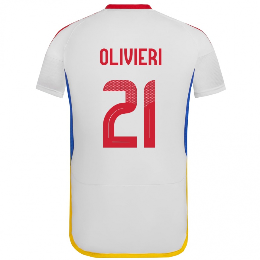 Gyermek Labdarúgás Venezuela Bárbara Olivieri #21 Fehér Idegenbeli Jersey 24-26 Mez Póló Ing