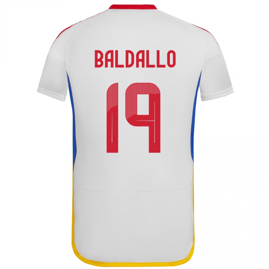 Gyermek Labdarúgás Venezuela Micheel Baldallo #19 Fehér Idegenbeli Jersey 24-26 Mez Póló Ing