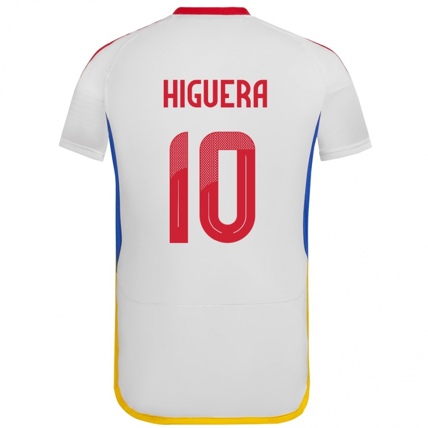 Gyermek Labdarúgás Venezuela Enyerliannys Higuera #10 Fehér Idegenbeli Jersey 24-26 Mez Póló Ing