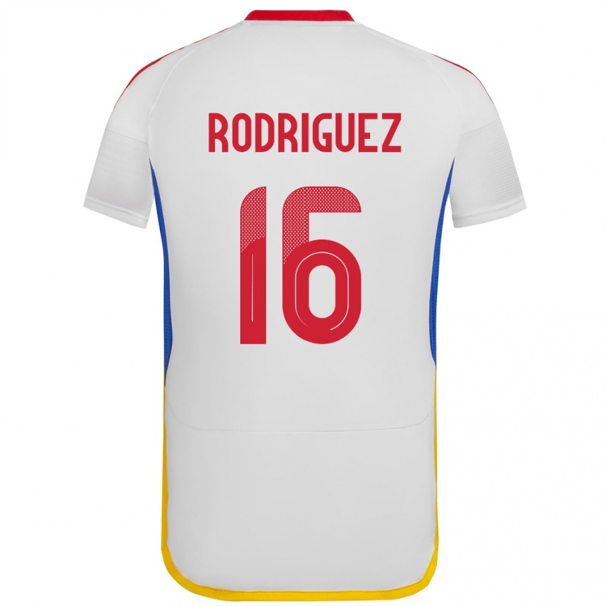 Gyermek Labdarúgás Venezuela Arianna Rodríguez #16 Fehér Idegenbeli Jersey 24-26 Mez Póló Ing