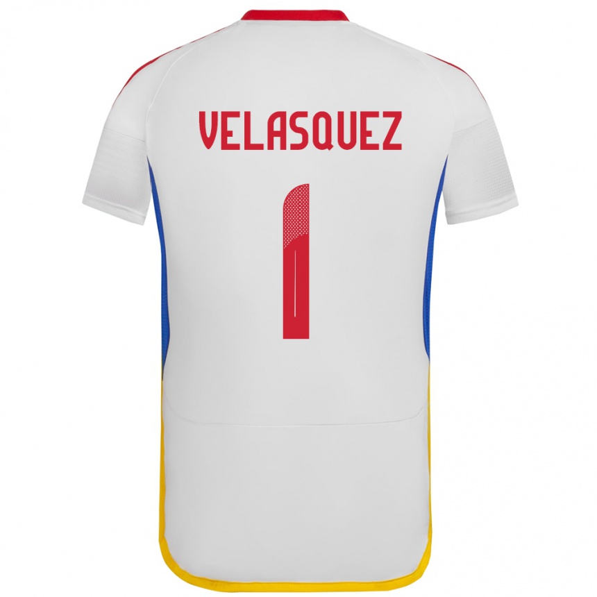 Gyermek Labdarúgás Venezuela Yessica Velásquez #1 Fehér Idegenbeli Jersey 24-26 Mez Póló Ing