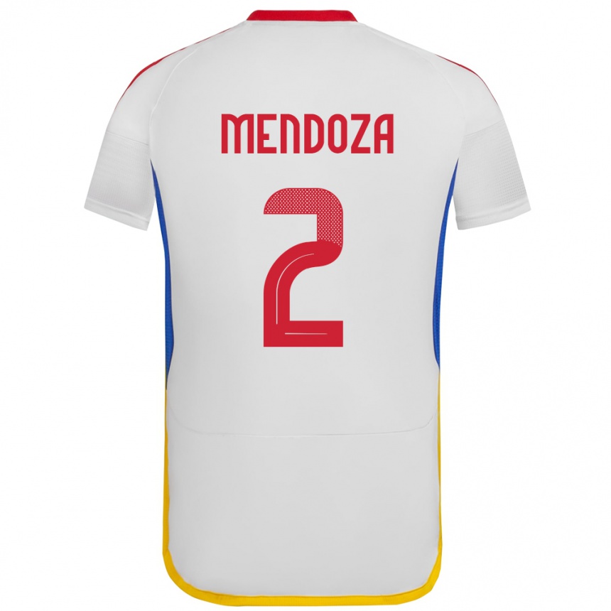 Gyermek Labdarúgás Venezuela Rafanny Mendoza #2 Fehér Idegenbeli Jersey 24-26 Mez Póló Ing