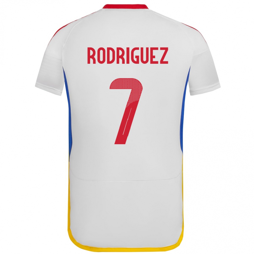 Gyermek Labdarúgás Venezuela Daniuska Rodriguez #7 Fehér Idegenbeli Jersey 24-26 Mez Póló Ing