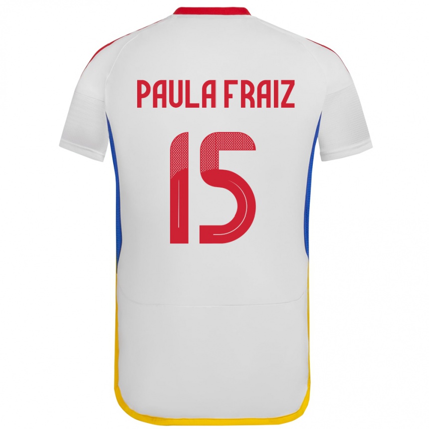 Gyermek Labdarúgás Venezuela Ana Paula Fraiz #15 Fehér Idegenbeli Jersey 24-26 Mez Póló Ing