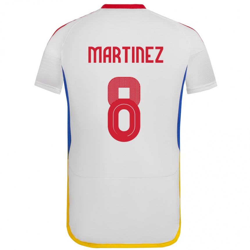 Gyermek Labdarúgás Venezuela Bárbara Martínez #8 Fehér Idegenbeli Jersey 24-26 Mez Póló Ing