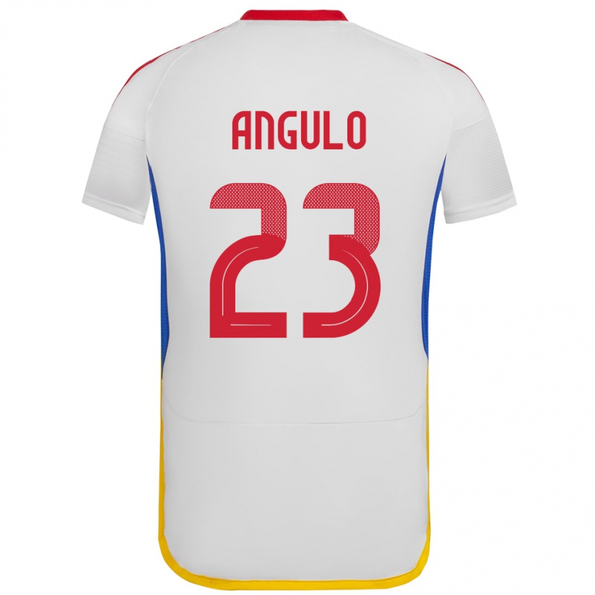 Gyermek Labdarúgás Venezuela Gabriela Angulo #23 Fehér Idegenbeli Jersey 24-26 Mez Póló Ing