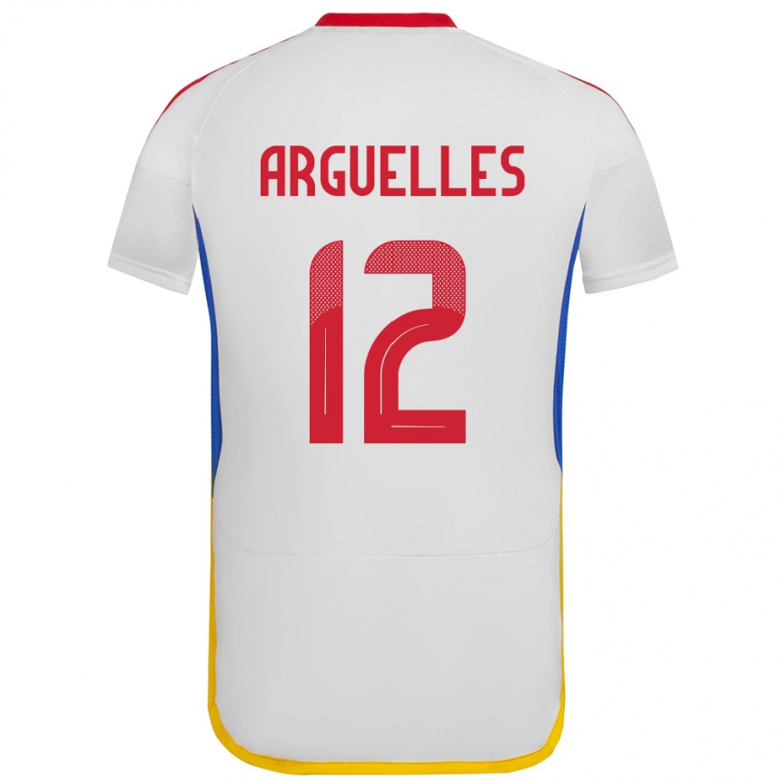 Gyermek Labdarúgás Venezuela Wilmary Argüelles #12 Fehér Idegenbeli Jersey 24-26 Mez Póló Ing