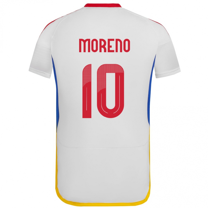 Gyermek Labdarúgás Venezuela Yerliane Moreno #10 Fehér Idegenbeli Jersey 24-26 Mez Póló Ing