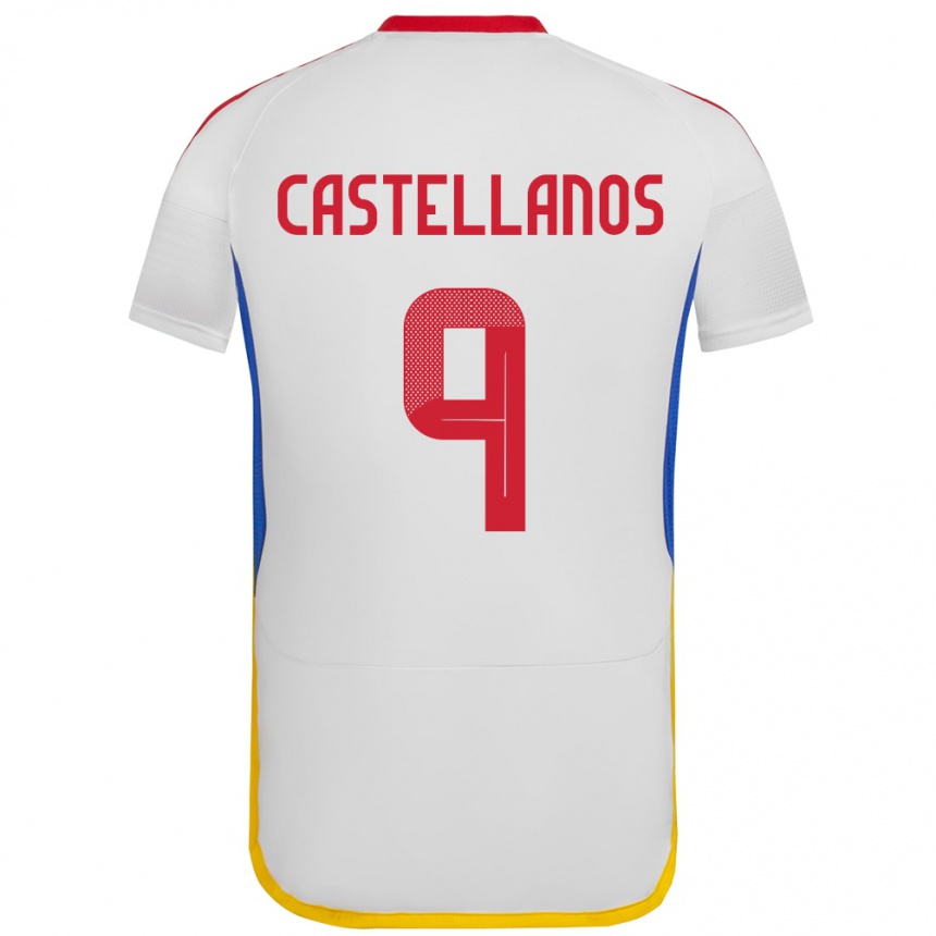 Gyermek Labdarúgás Venezuela Deyna Castellanos #9 Fehér Idegenbeli Jersey 24-26 Mez Póló Ing