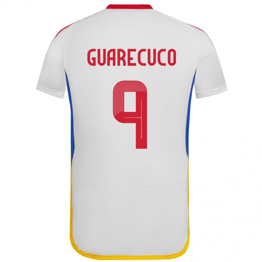 Gyermek Labdarúgás Venezuela Joemar Guarecuco #9 Fehér Idegenbeli Jersey 24-26 Mez Póló Ing