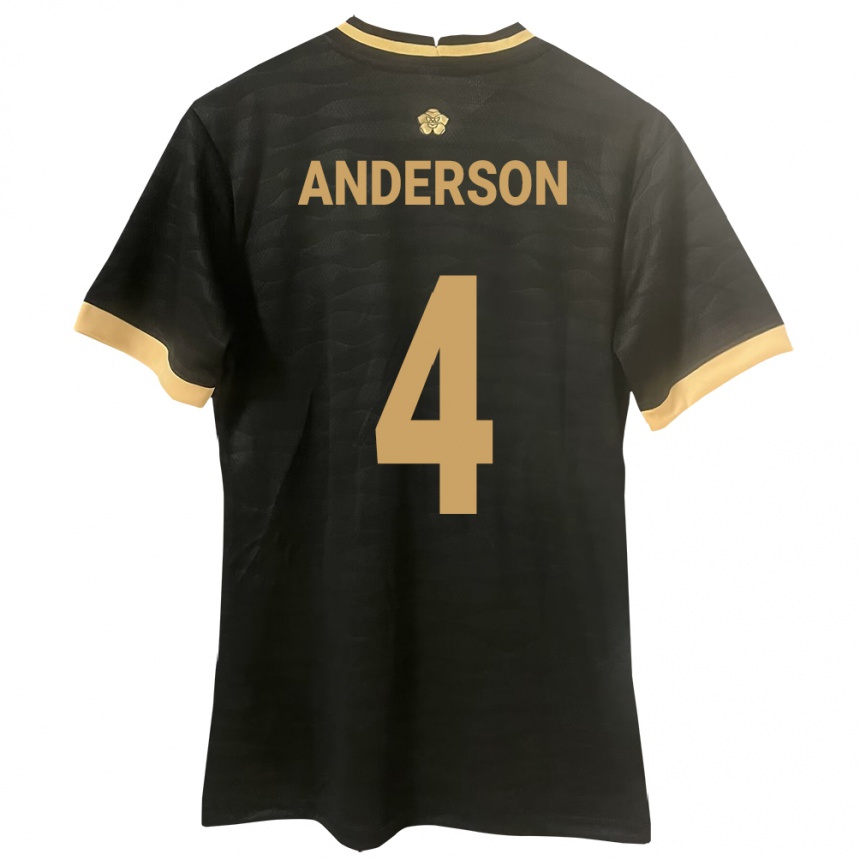 Gyermek Labdarúgás Panama Eduardo Anderson #4 Fekete Idegenbeli Jersey 24-26 Mez Póló Ing