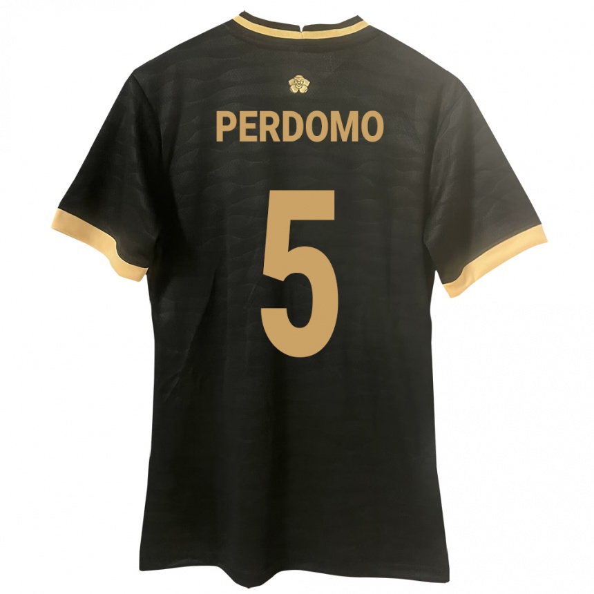 Gyermek Labdarúgás Panama Reyniel Perdomo #5 Fekete Idegenbeli Jersey 24-26 Mez Póló Ing