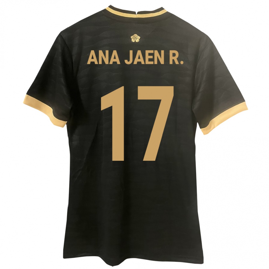 Gyermek Labdarúgás Panama Ana Jaén Rodríguez #17 Fekete Idegenbeli Jersey 24-26 Mez Póló Ing