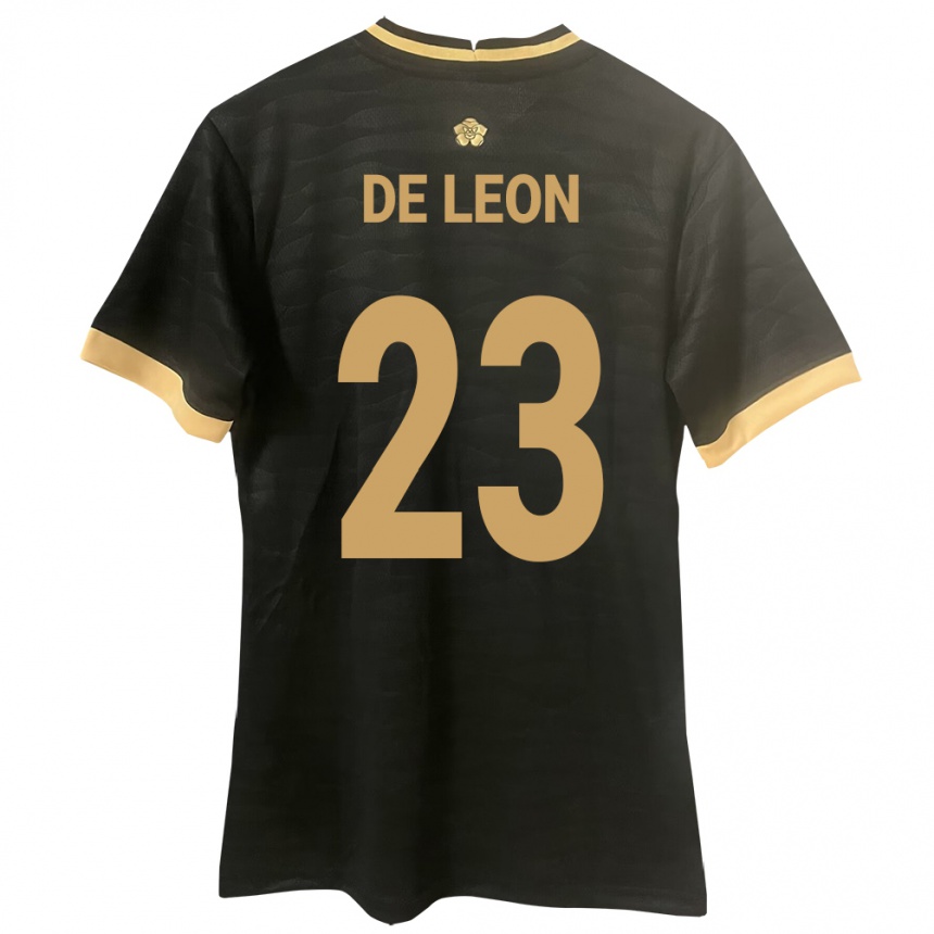 Gyermek Labdarúgás Panama Yerenis De León #23 Fekete Idegenbeli Jersey 24-26 Mez Póló Ing