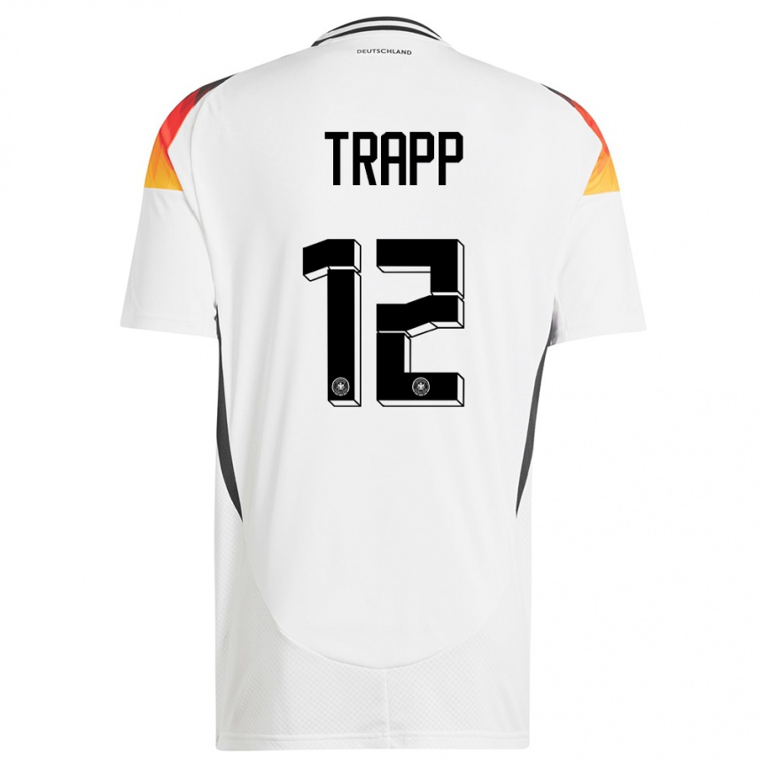 Férfi Labdarúgás Németország Kevin Trapp #12 Fehér Hazai Jersey 24-26 Mez Póló Ing