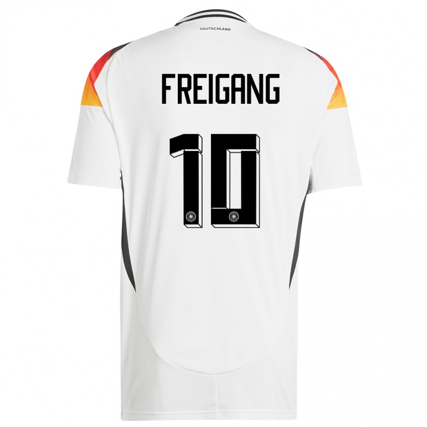 Férfi Labdarúgás Németország Laura Freigang #10 Fehér Hazai Jersey 24-26 Mez Póló Ing