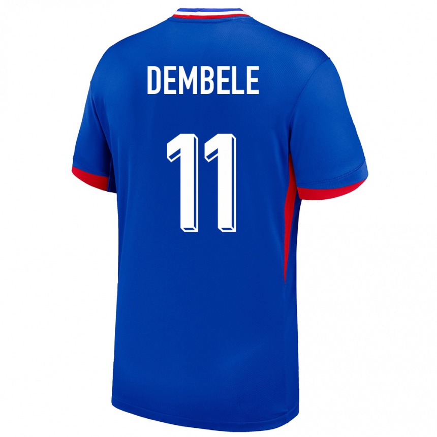 Férfi Labdarúgás Franciaország Ousmane Dembele #11 Kék Hazai Jersey 24-26 Mez Póló Ing