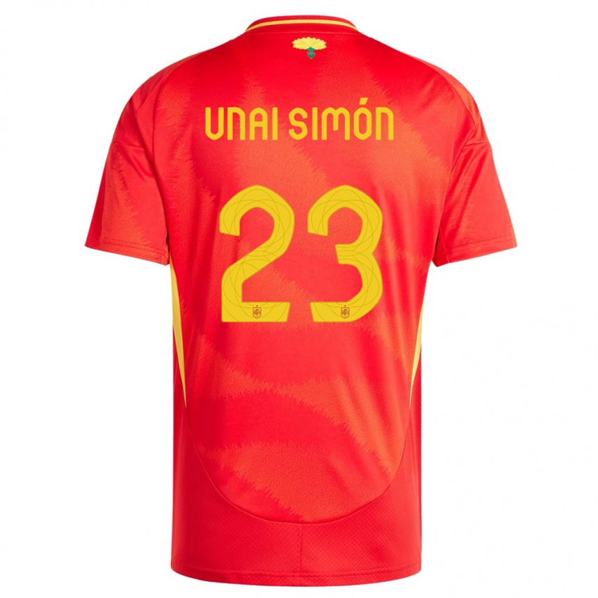 Férfi Labdarúgás Spanyolország Unai Simon #23 Piros Hazai Jersey 24-26 Mez Póló Ing