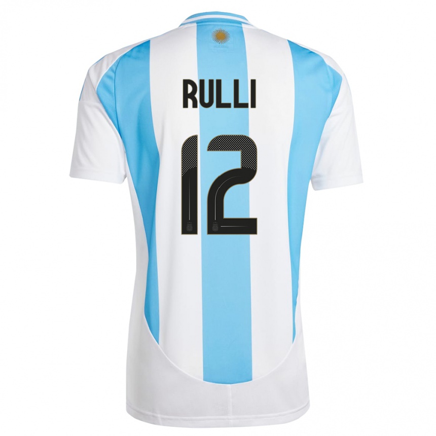 Férfi Labdarúgás Argentína Geronimo Rulli #12 Fehér Kék Hazai Jersey 24-26 Mez Póló Ing